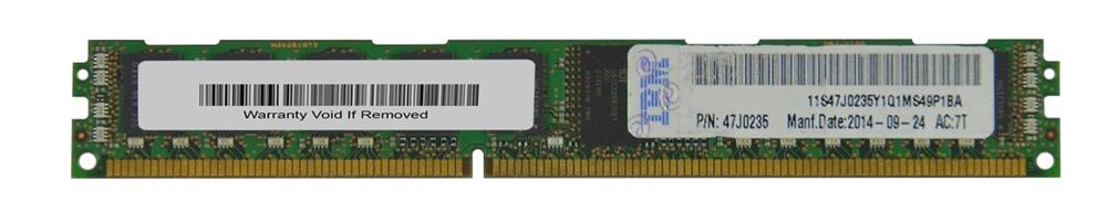 47J0235 IBM 8GB PC3-12800 DDR3-1600MHz ECC Registered CL11 240-Pin DIMM 1.35V Low Voltage Very Low Profile (VLP) Dual Rank Memory Module