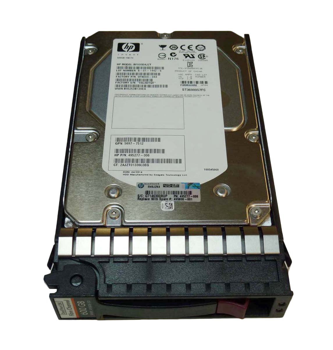 495808-001B HP 600GB 15000RPM Fibre Channel 4Gbps Dual Port Hot Swap 3.5-inch Internal Hard Drive for StorageWorks EVA M6412A