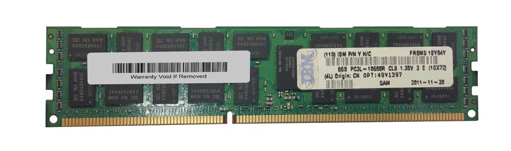 49Y1397-A1 IBM 8GB PC3-10600 DDR3-1333MHz ECC Registered CL9 240-Pin DIMM 1.35V Low Voltage Dual Rank x4 Memory Module