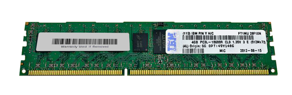 49Y1406 IBM 4GB PC3-10600 DDR3-1333MHz ECC Registered CL9 240-Pin DIMM 1.35V Low Voltage Single Rank Memory Module
