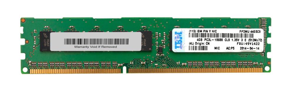 49Y1422 IBM 4GB PC3-10600 DDR3-1333MHz ECC Unbuffered CL9 240-Pin DIMM 1.35V Low Voltage Dual Rank Memory Module