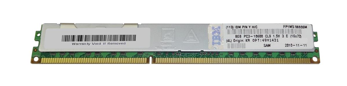 49Y1431 IBM 8GB PC3-10600 DDR3-1333MHz ECC Registered CL9 240-Pin DIMM Very Low Profile (VLP) Dual Rank Memory Module