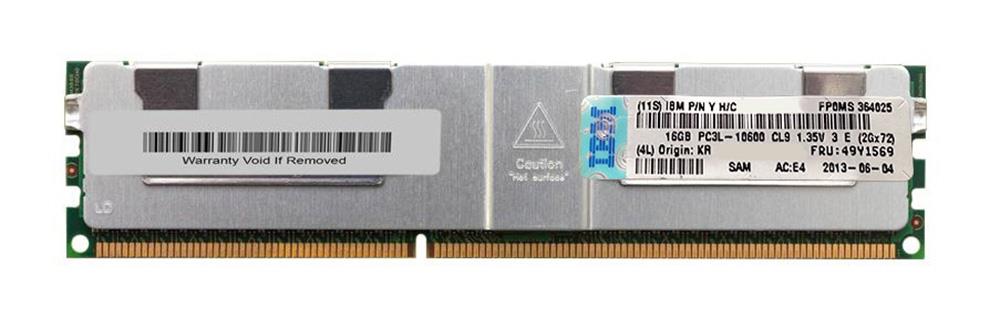 49Y1569 IBM 16GB PC3-10600 DDR3-1333MHz ECC Registered CL9 240-Pin Load Reduced DIMM 1.35V Low Voltage Quad Rank Memory Module