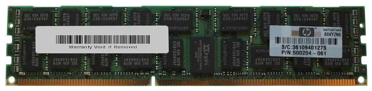 500204-061 HP 4GB PC3-8500 DDR3-1066MHz ECC Registered CL7 240-Pin DIMM Quad Rank Memory Module