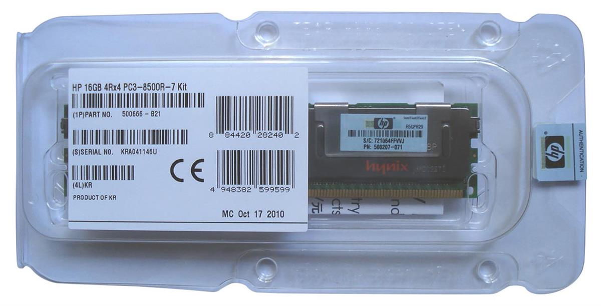 500666-B21-A1 HP 16GB PC3-8500 DDR3-1066MHz ECC Registered CL7 240-Pin DIMM Quad Rank Memory Module