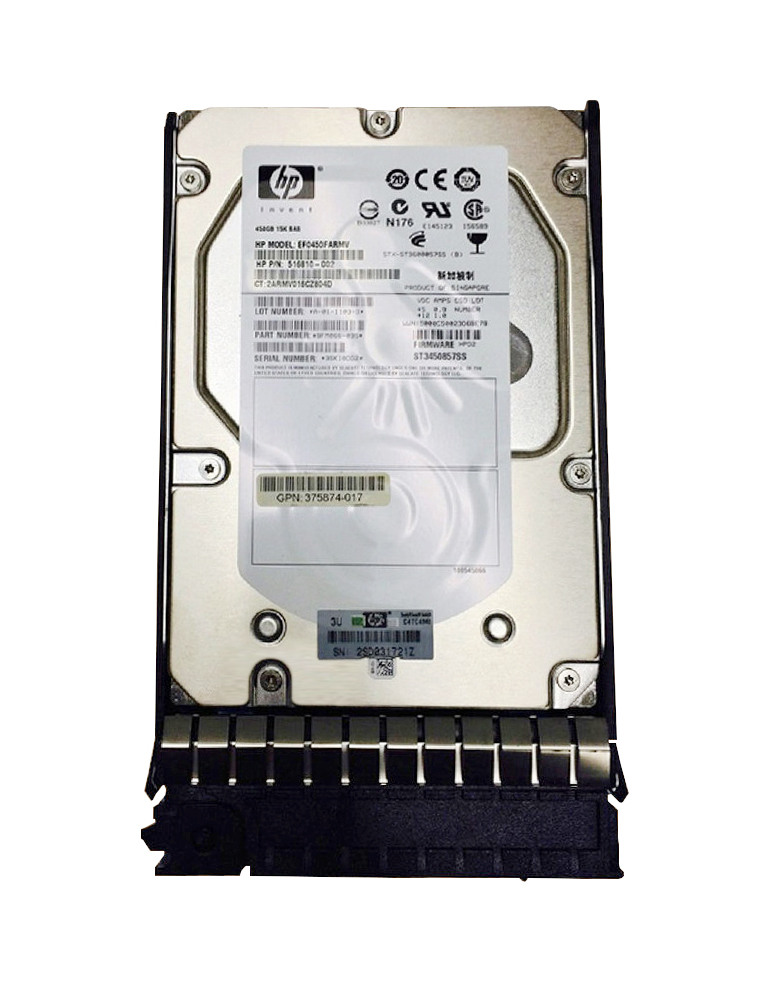 516816-B21-NOB HP 450GB 15000RPM SAS 6Gbps Dual Port Hot Swap 3.5-inch Internal Hard Drive