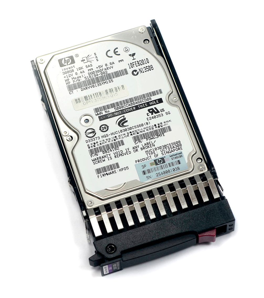 518194-002-1 HP 300GB 10000RPM SAS 6Gbps Dual Port Hot Swap 2.5-inch Internal Hard Drive