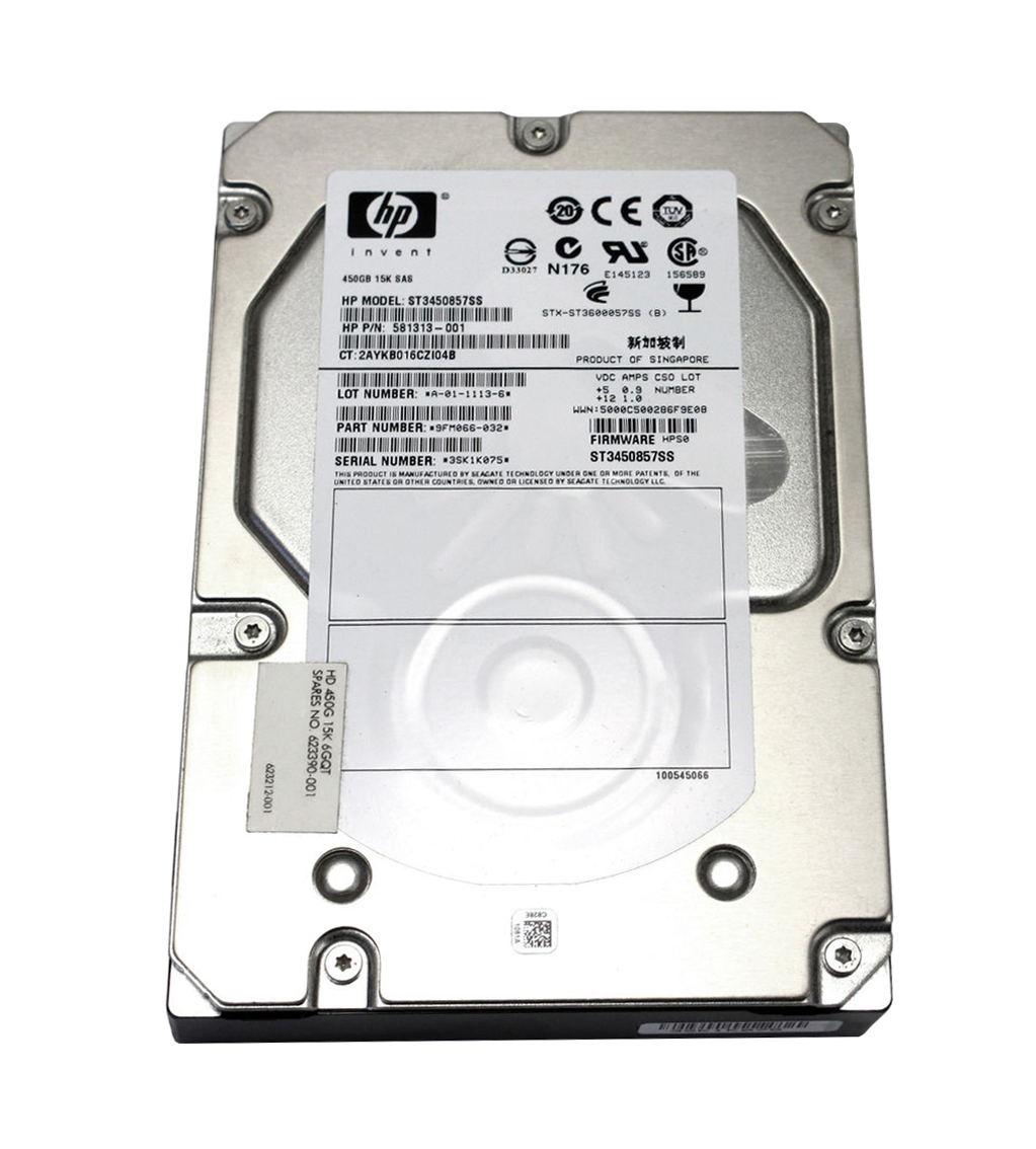 581313-001 HP 450GB 15000RPM SAS 6Gbps Dual Port Hot Swap 3.5-inch Internal Hard Drive