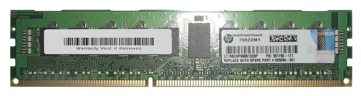 591750-171 HP 4GB PC3-10600 DDR3-1333MHz ECC Registered CL9 240-Pin DIMM Single Rank Memory Module