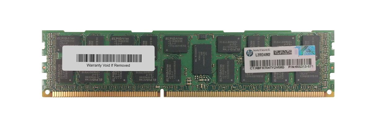 605313-071 HP 8GB PC3-10600 DDR3-1333MHz ECC Registered CL9 240-Pin DIMM 1.35V Low Voltage Dual Rank Memory Module