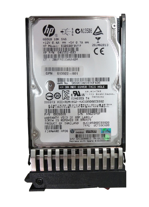 641552-003-G8 HP 600GB 10000RPM SAS 6Gbps Dual Port Hot Swap 2.5-inch Internal Hard Drive