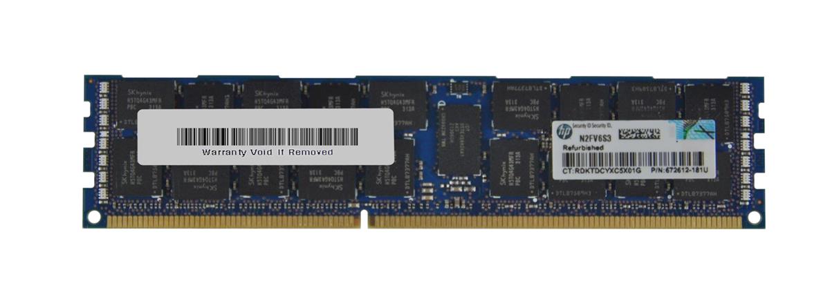 672612-181U HP 16GB PC3-12800 DDR3-1600MHz ECC Registered CL11 240-Pin DIMM Dual Rank Memory Module