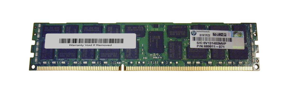 689911-071 HP 8GB PC3-12800 DDR3-1600MHz ECC Registered CL11 240-Pin DIMM Dual Rank Memory Module