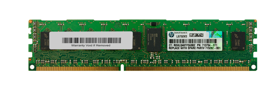713754-071 HP 4GB PC3-12800 DDR3-1600MHz ECC Registered CL11 240-Pin DIMM Low Voltage 1.35V Single Rank Memory Module