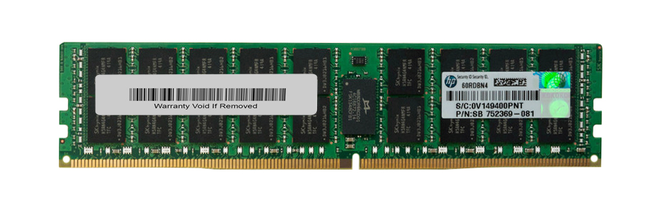 752369-081 HP 16GB PC4-17000 DDR4-2133MHz ECC Registered CL15 288-Pin DIMM 1.2V Dual Rank Memory Module