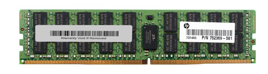 752369-581 HP 16GB PC4-17000 DDR4-2133MHz ECC Registered CL15 288-Pin DIMM 1.2V Dual Rank Memory Module