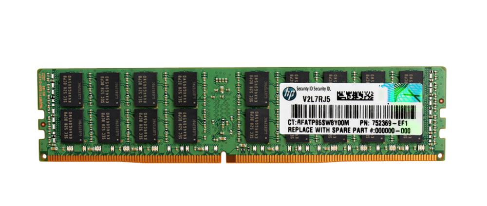 752369-EF1 HP 16GB PC4-17000 DDR4-2133MHz Registered ECC CL15 288-Pin DIMM 1.2V Dual Rank Memory Module