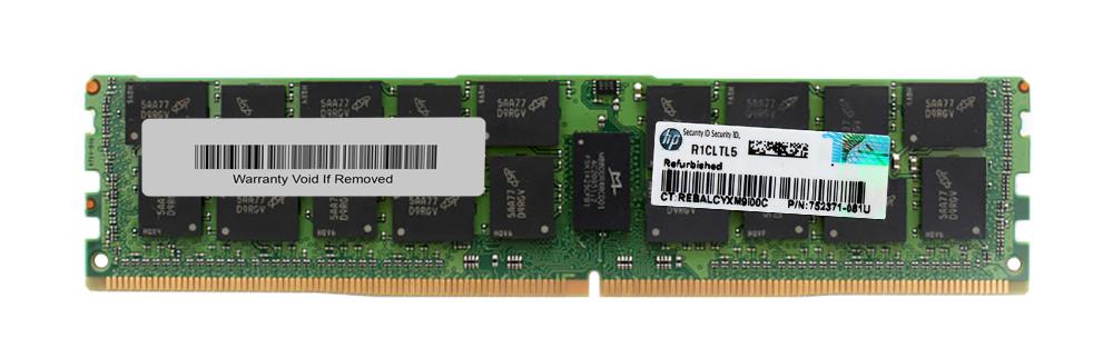 752371-081 HP 16GB PC4-17000 DDR4-2133MHz ECC Registered CL15 288-Pin DIMM 1.2V Dual Rank Memory Module