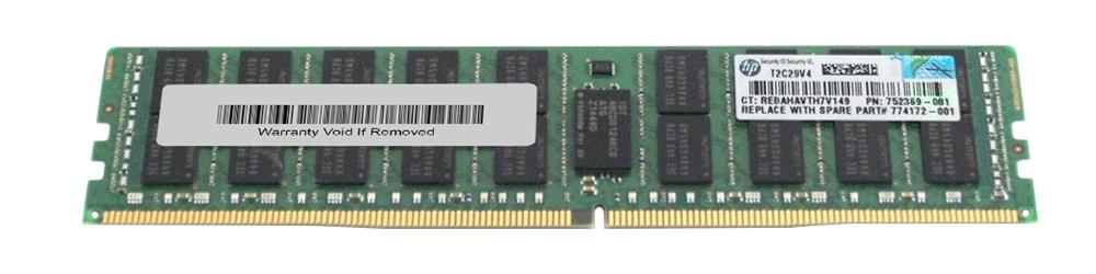 774172-001 HP 16GB PC4-17000 DDR4-2133MHz Registered ECC CL15 288-Pin DIMM 1.2V Dual Rank Memory Module