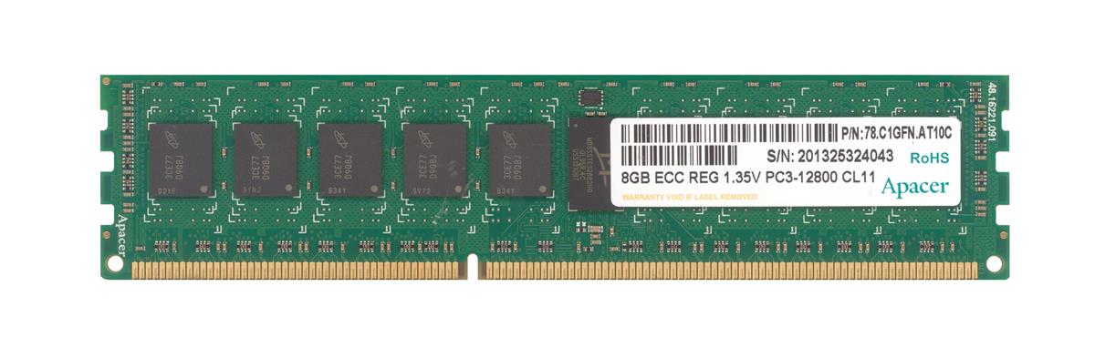 78.C1GFN.AT10C Apacer 8GB PC3-12800 DDR3-1600MHz ECC Registered CL11 240-Pin DIMM 1.35V Low Voltage Memory Module