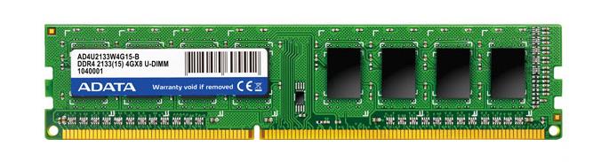 AD4U2133W4G15-B ADATA 4GB PC4-17000 DDR4-2133MHz non-ECC Unbuffered CL15 288-Pin DIMM 1.2V Single Rank Memory Module