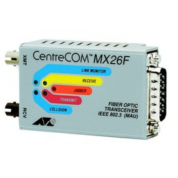 AT-MX26F Allied Telesis CentreCOM MX26F 10Mbps Fiber Optic ST Connector AUI Transceiver Module