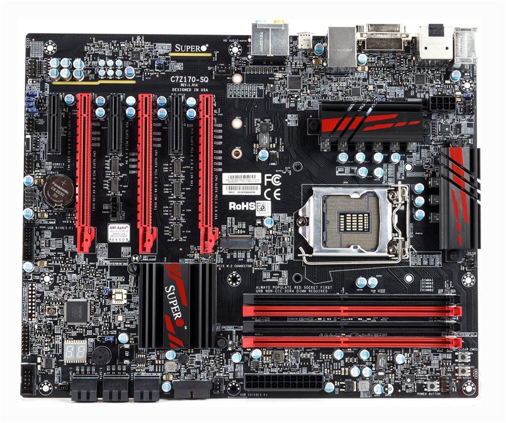 C7Z170-SQ SuperMicro Socket H4 LGA 1151 Intel Z170 Express Chipset 6th Generation Core i7 / i5 / i3 Processors Support DDR4 4x DIMM 6x SATA3 6.0Gb/s ATX Motherboard (Refurbished)