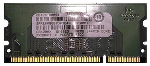 CB420-60001-R HP 32MB PC2-3200 DDR2-400MHz non-ECC Unbuffered CL4 144-Pin DIMM Memory Module for Laserjet P2015/P3005 Printers