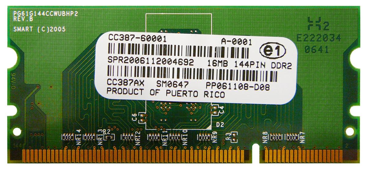 CC387-60001 HP 16MB DDR2 non-ECC Unbuffered CL4 144-Pin SoDimm Memory for LasetJet P3005 Printer