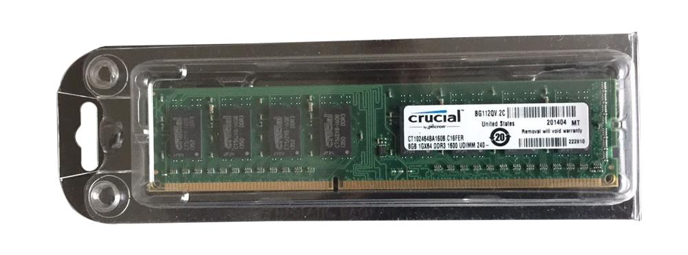 CT102464BA160B.C16FER Crucial 8GB PC3-12800 DDR3-1600MHz non-ECC Unbuffered CL11 240-Pin DIMM Memory Module