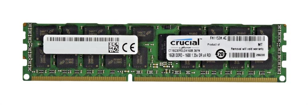 CT16G3ERSLD4160B Crucial 16GB PC3-12800 DDR3-1600MHz Registered ECC CL11 240-Pin DIMM 1.35V Low Voltage Dual Rank Memory Module