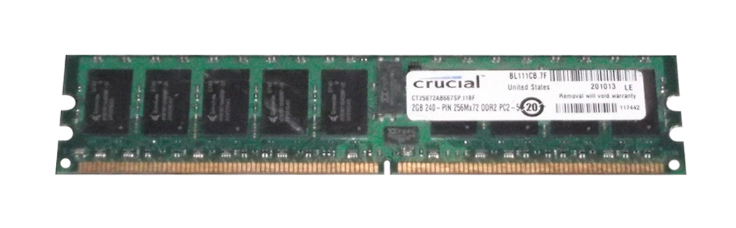 CT25672AB667SP.I18F Crucial 2GB PC2-5300 DDR2-667MHz ECC Registered CL5 240-Pin DIMM Single Rank Memory Module