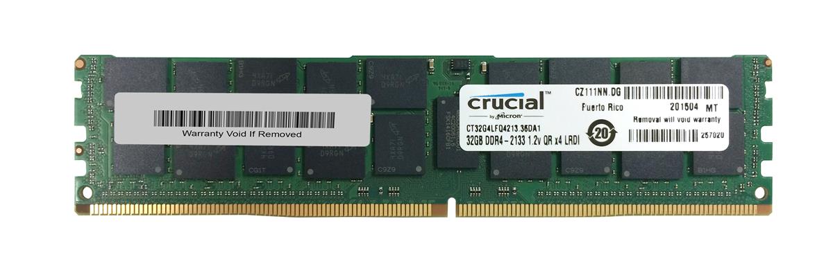 CT32G4LFQ4213.36DA1 Crucial 32GB PC4-17000 DDR4-2133MHz ECC Registered CL15 288-Pin Load Reduced DIMM 1.2V Quad Rank Memory Module