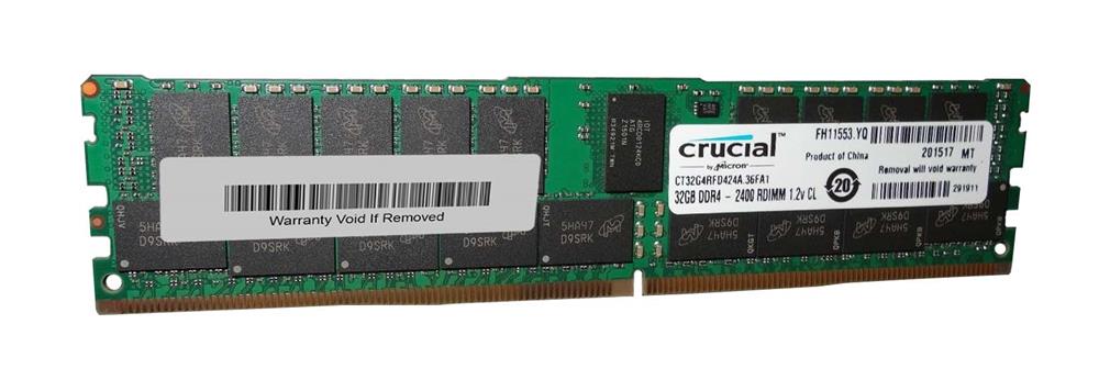 CT32G4RFD424A Crucial 32GB PC4-19200 DDR4-2400MHz Registered ECC CL17 288-Pin DIMM 1.2V Dual Rank Memory Module