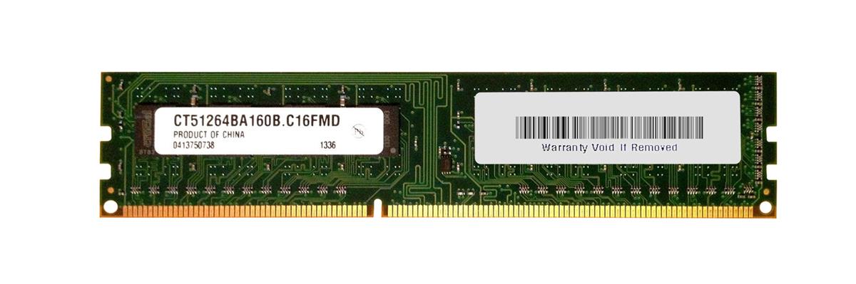 CT51264BA160B.C16FMD Crucial 4GB PC3-12800 DDR3-1600MHz non-ECC Unbuffered CL11 240-Pin DIMM Memory Module