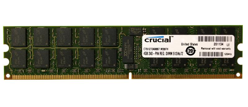 CT51272AB667.M36FH Crucial 4GB PC2-5300 DDR2-667MHz Registered ECC CL5 240-Pin DIMM Memory Module