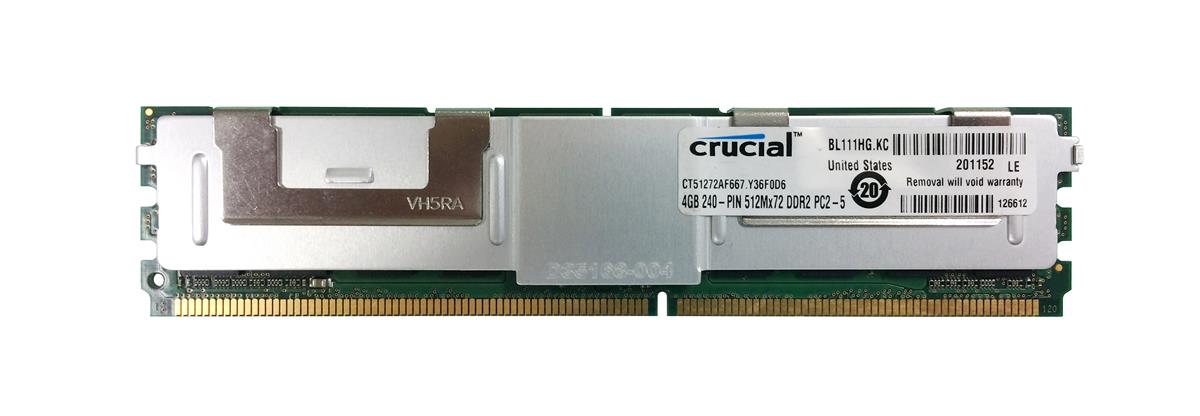 CT51272AF667 Crucial 4GB PC2-5300 DDR2-667MHz ECC Fully Buffered CL5 240-Pin DIMM Dual Rank Memory Module