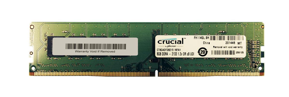 CT8G4DFD8213.16FA1 Crucial 8GB PC4-17000 DDR4-2133MHz non-ECC Unbuffered CL15 288-Pin DIMM 1.2V Dual Rank Memory Module