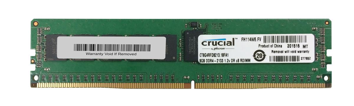 CT8G4RFD8213 Crucial 8GB PC4-17000 DDR4-2133MHz Registered ECC CL15 288-Pin DIMM 1.2V Dual Rank Memory Module