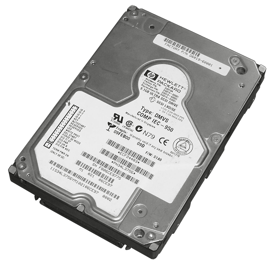 D6019A HP 9.1GB 10000RPM Ultra2 SCSI 80-Pin Hot Swap 3.5-inch Internal Hard Drive