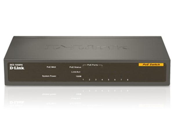 DES-1008PA D-Link 8-Ports 10/100 Desktop Switch with 4 PoE Ports (Refurbished)