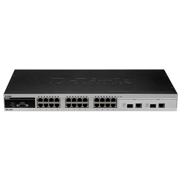 DES-3526 D-Link 24-Ports 10/100Mbps Stackable Layer 2 Managed Switch with 2 Gigabit Combo Base-T/ SFP Ports (Refurbished)