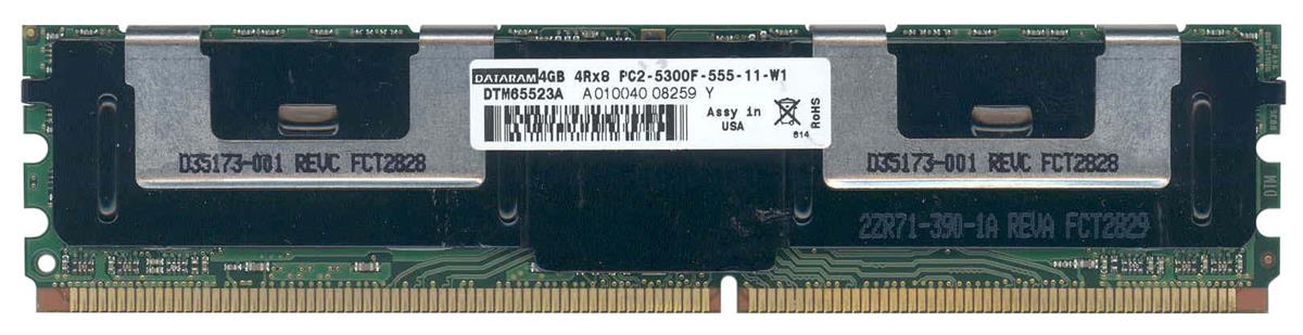 DTM65523A Dataram 4GB PC2-5300 DDR2-667MHz ECC Fully Buffered CL5 240-Pin DIMM Low Voltage Quad Rank Memory Module