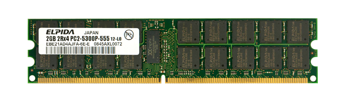 EBE21AD4AJFA-6E-E Elpida 2GB PC2-5300 DDR2-667MHz ECC Registered CL5 240-Pin DIMM Dual Rank Memory Module