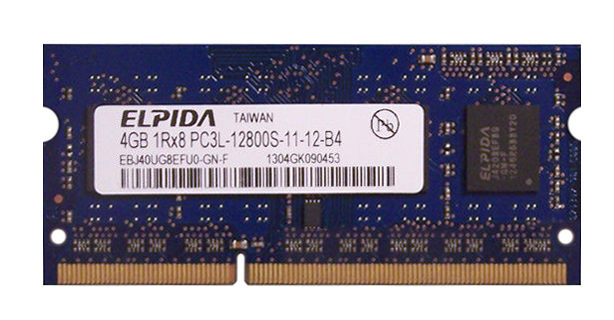 EBJ40UG8EFU0-GN-F Elpida 4GB PC3-12800 DDR3-1600MHz non-ECC Unbuffered CL11 204-Pin SoDimm 1.35V Low Voltage Single Rank Memory Module