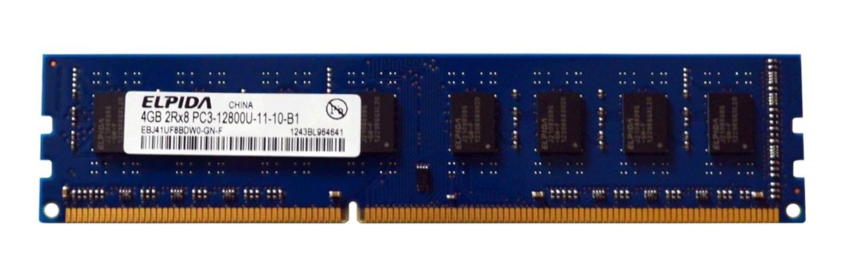 EBJ41UF8BDW0-GN-F Elpida 4GB PC3-12800 DDR3-1600MHz non-ECC Unbuffered CL11 240-Pin DIMM Dual Rank Memory Module