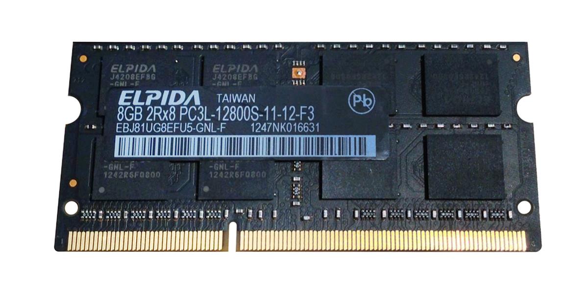 EBJ81UG8EFU5-GNL-F Elpida 8GB PC3-12800 DDR3-1600MHz non-ECC Unbuffered CL11 204-Pin SoDimm 1.35V Low Voltage Dual Rank Memory Module