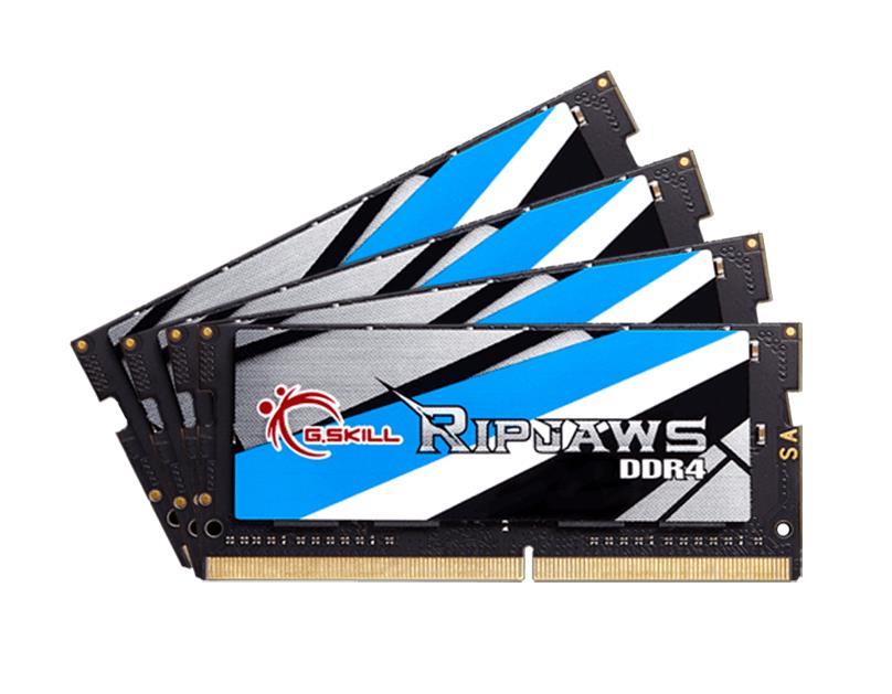 F4-2400C16Q-64GRS G.Skill Ripjaws 64GB Kit (4 X 16GB) PC4-19200 DDR4-2400MHz non-ECC Unbuffered CL16 (16-16-16-39) 260-Pin SoDimm Memory 