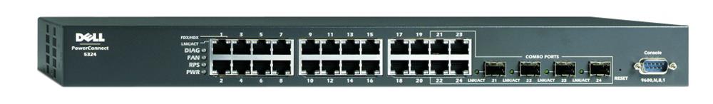 FC762 Dell PowerConnect 5324 24-Ports 10/100/1000 + 4 x Shared SFP Gigabit Ethernet Switch (Refurbished)