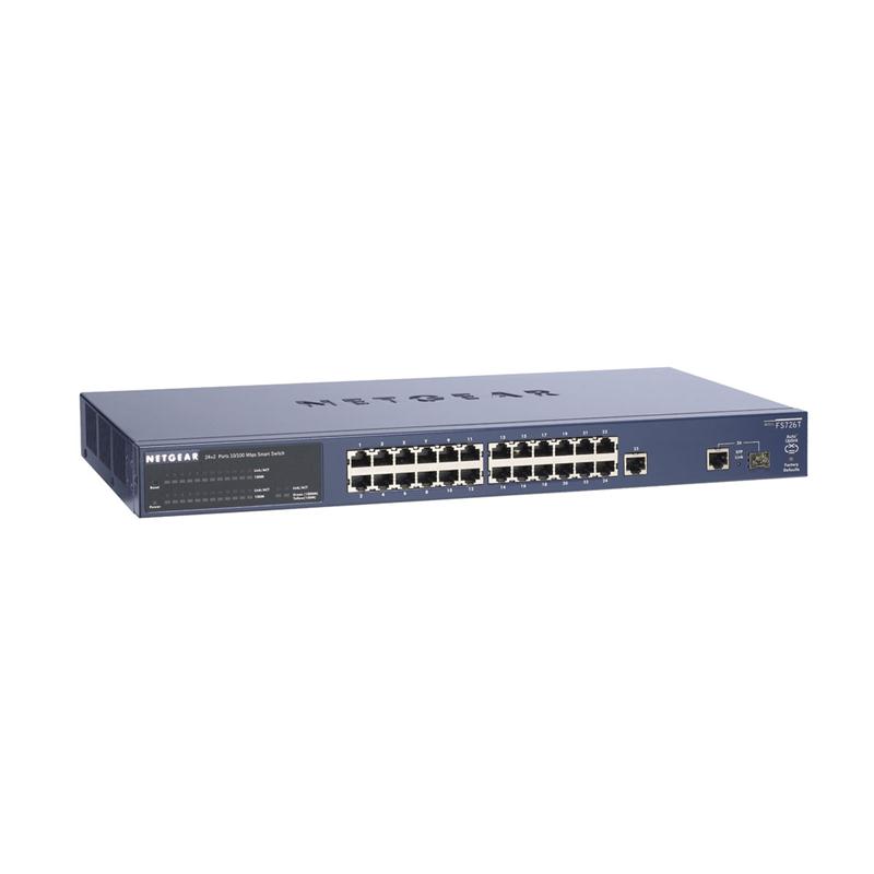 FS726TP NetGear ProSafe 24-Ports RJ-45 10/100Mbps 10Base-T/100Base-TX Fast Ethernet PoE Smart Switch with 2x 10/100/1000Mbps SFP Ports (Refurbished)